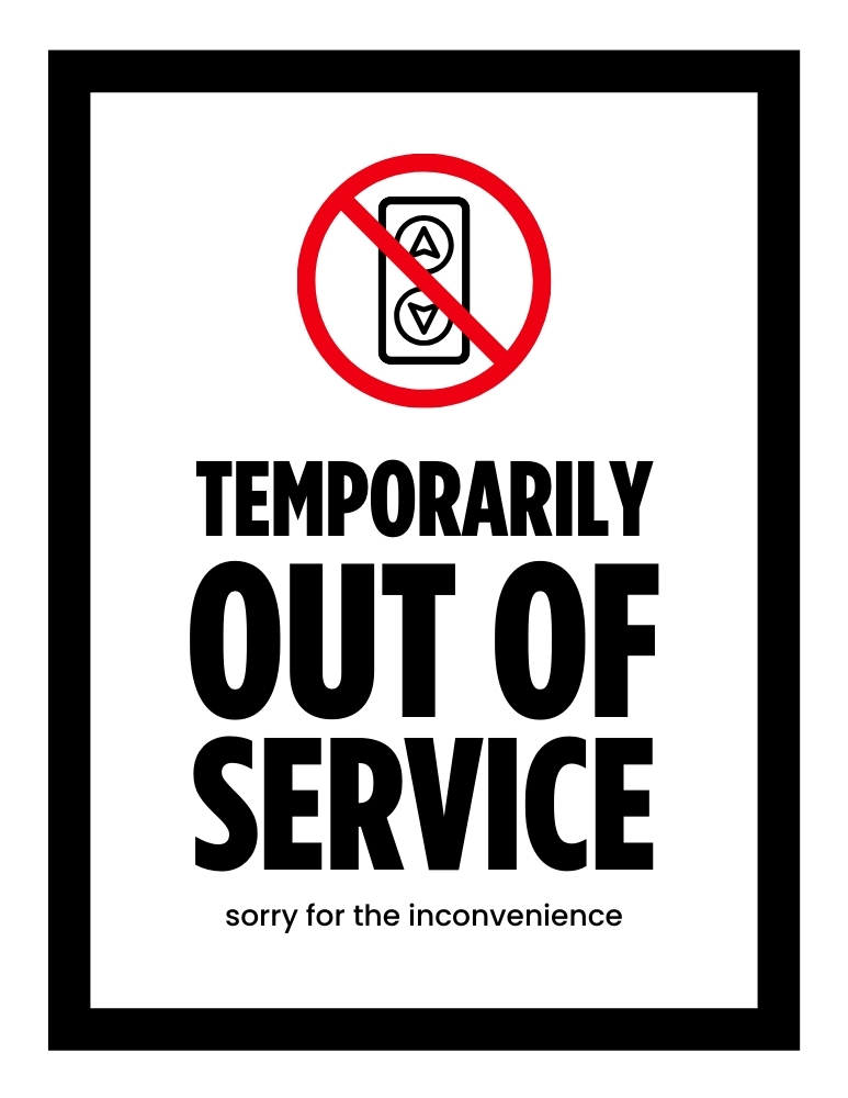 Elevator Out of Service Sign Temp