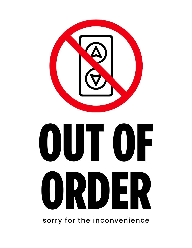 Out of Order Sign Elevator