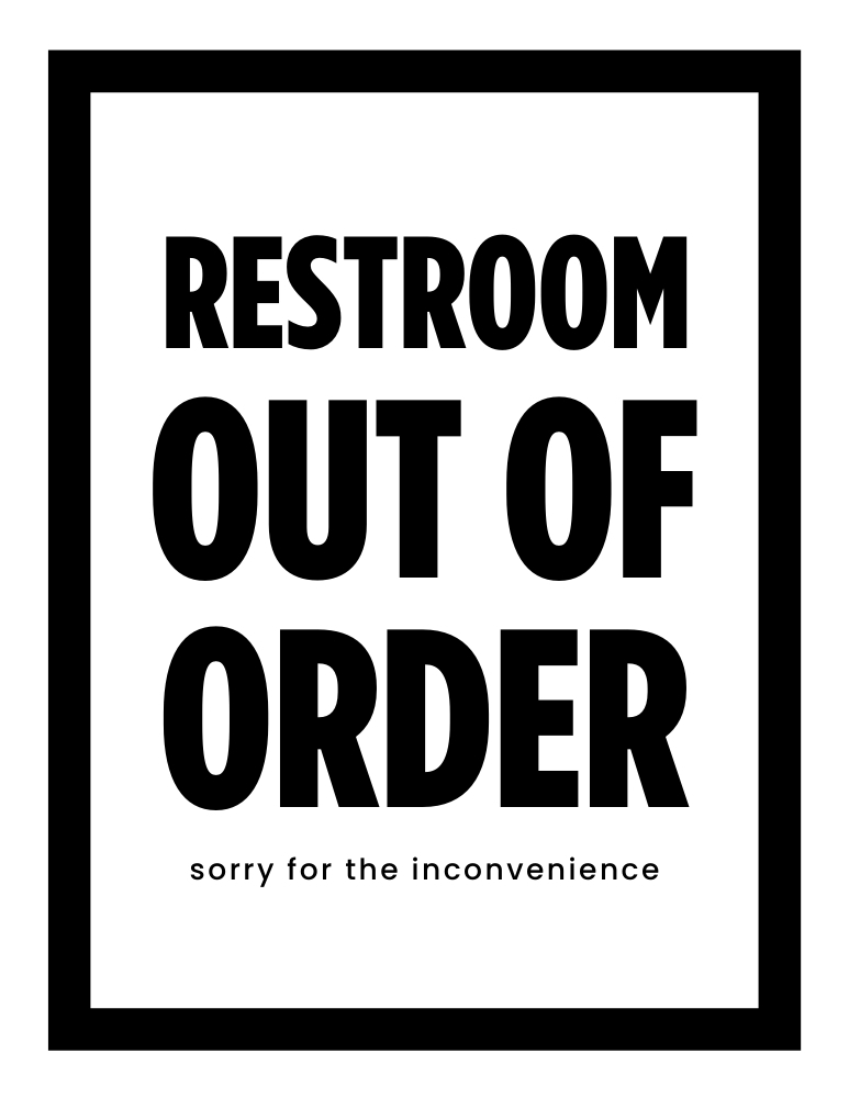 Restroom Out of Order Sign Simple